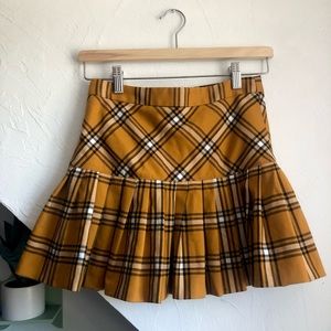 Pleated Plaid Golden Yellow Skirt